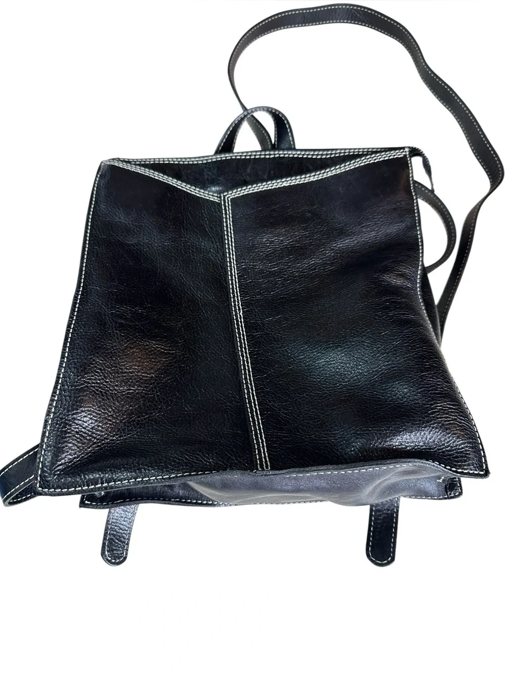 Black Leather Backpack Purse. Made in Brazil
